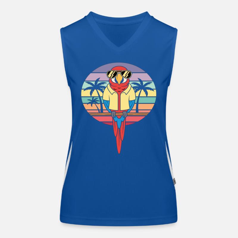 Cooler Papagei Retro Sommer Palmen Funktionelles Kontrast-Tank Top für Frauen