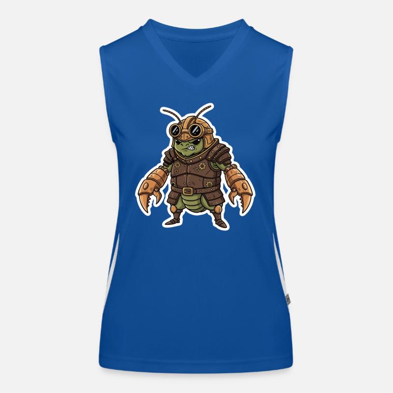 Steampunk-Krieger, gepanzerte Gottesanbeterin Funktionelles Kontrast-Tank Top für Frauen