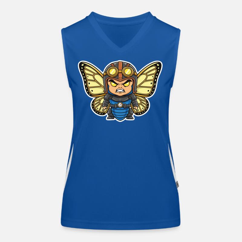 Papillon Aviateur Steampunk Armure Bleue Débardeur respirant contrasté Femme
