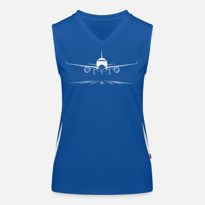 Runway Passenger Aircraft Landing Print Women's Functional Contrast Tank Top