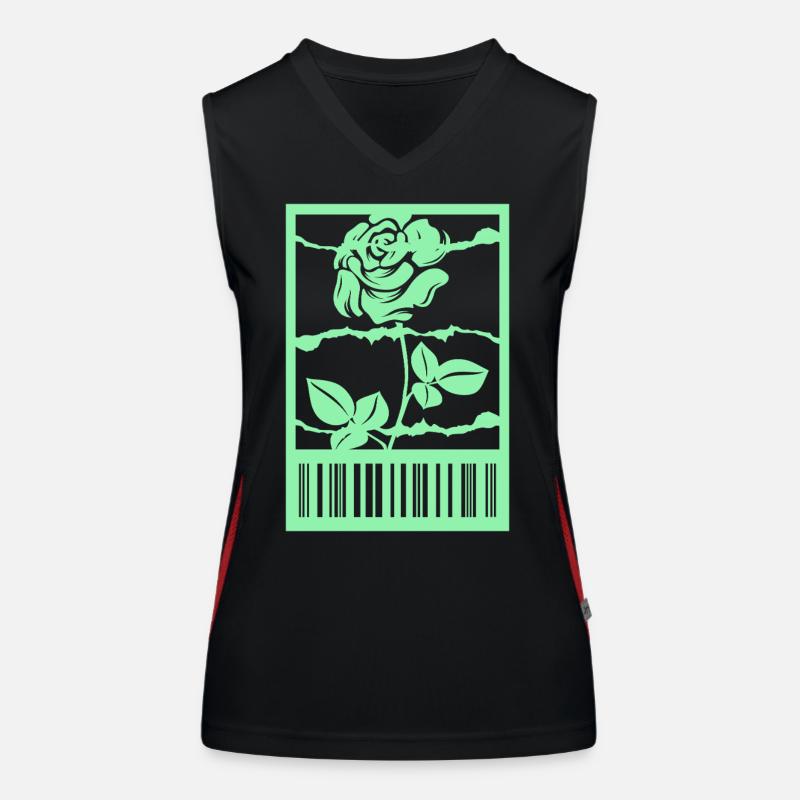 Gothic Rose Barbed Wire Barcode Urban Style Women's Functional Contrast Tank Top