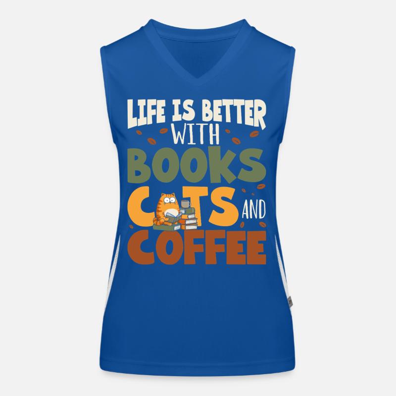 Reading Books Cats Women's Functional Contrast Tank Top
