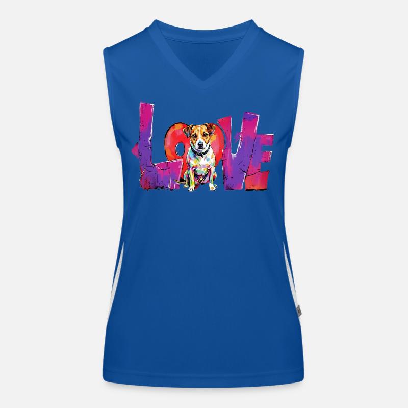 Love Dog Jack Russell Terrier Graffiti Design Débardeur respirant contrasté Femme