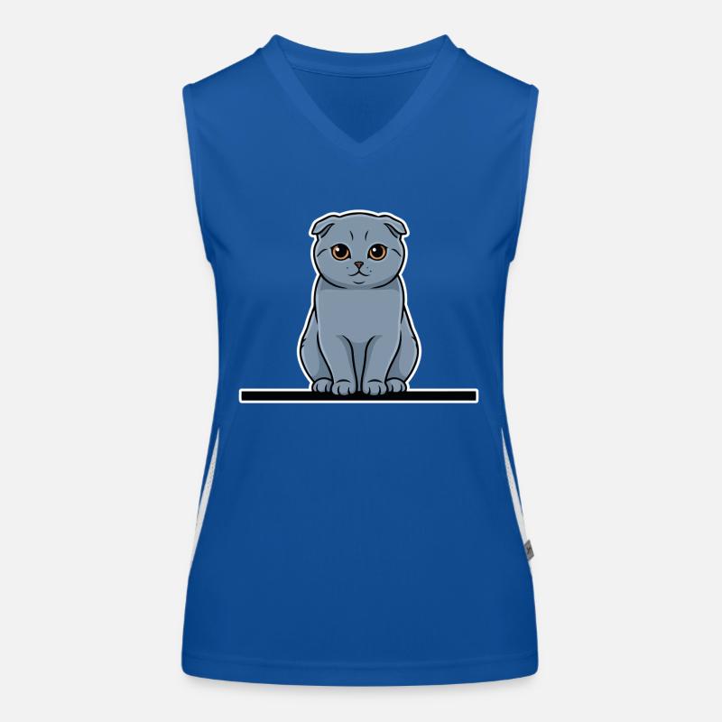 Chat Scottish Fold Gris Yeux Ambrés Portrait Débardeur respirant contrasté Femme