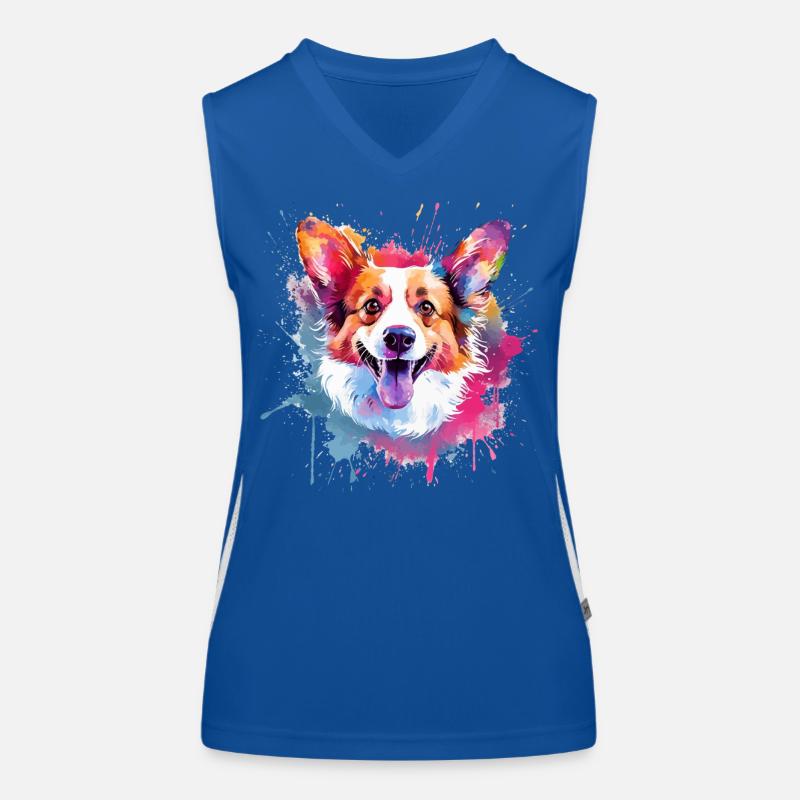 Pembroke Welsh Corgi Colorful Dog Splash Art Women's Functional Contrast Tank Top