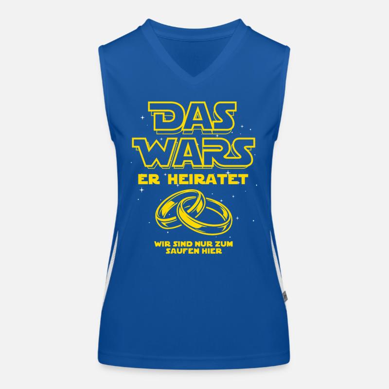 JGA Das Wars. Er heiratet - Eheringe Funktionelles Kontrast-Tank Top für Frauen