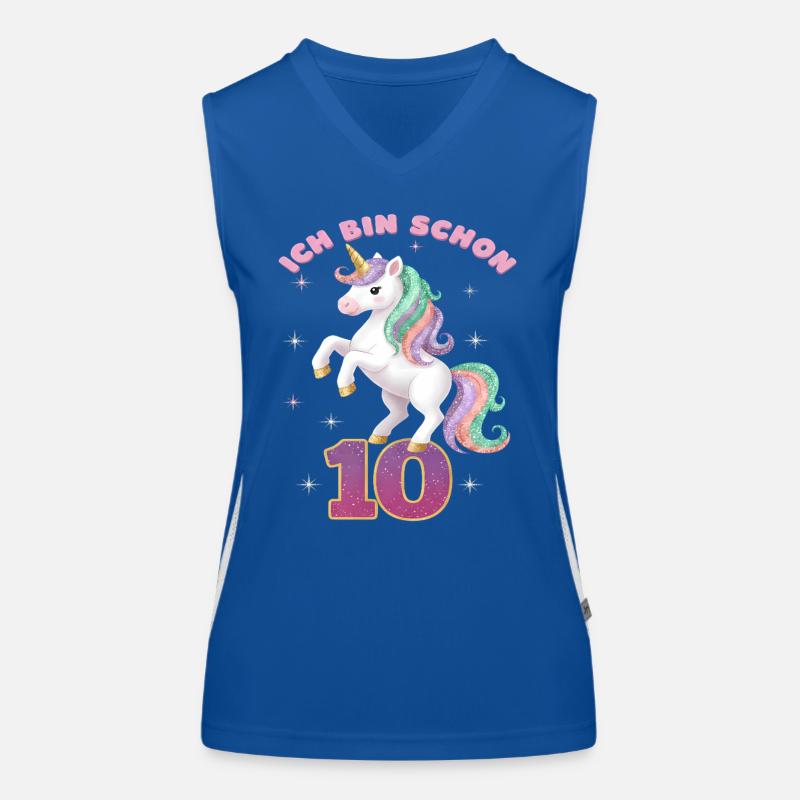 10. Geburtstag Einhorn Mädchen Ich bin schon 10 Funktionelles Kontrast-Tank Top für Frauen