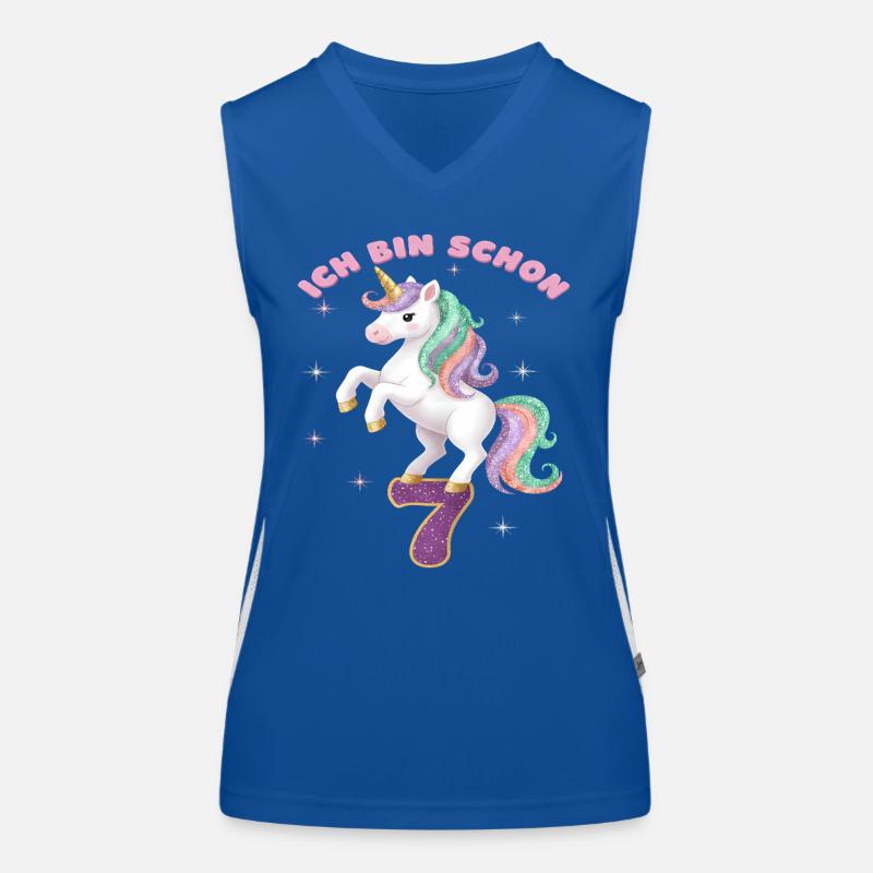 7. Geburtstag Einhorn Mädchen Ich bin schon 7 Funktionelles Kontrast-Tank Top für Frauen