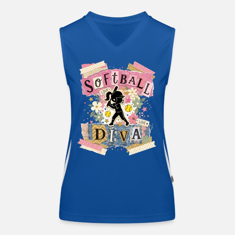 Girl Collage Text Softball Diva Funktionelles Kontrast-Tank Top für Frauen