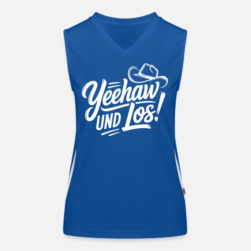 Yeehaw und Los! Western Script Funktionelles Kontrast-Tank Top für Frauen