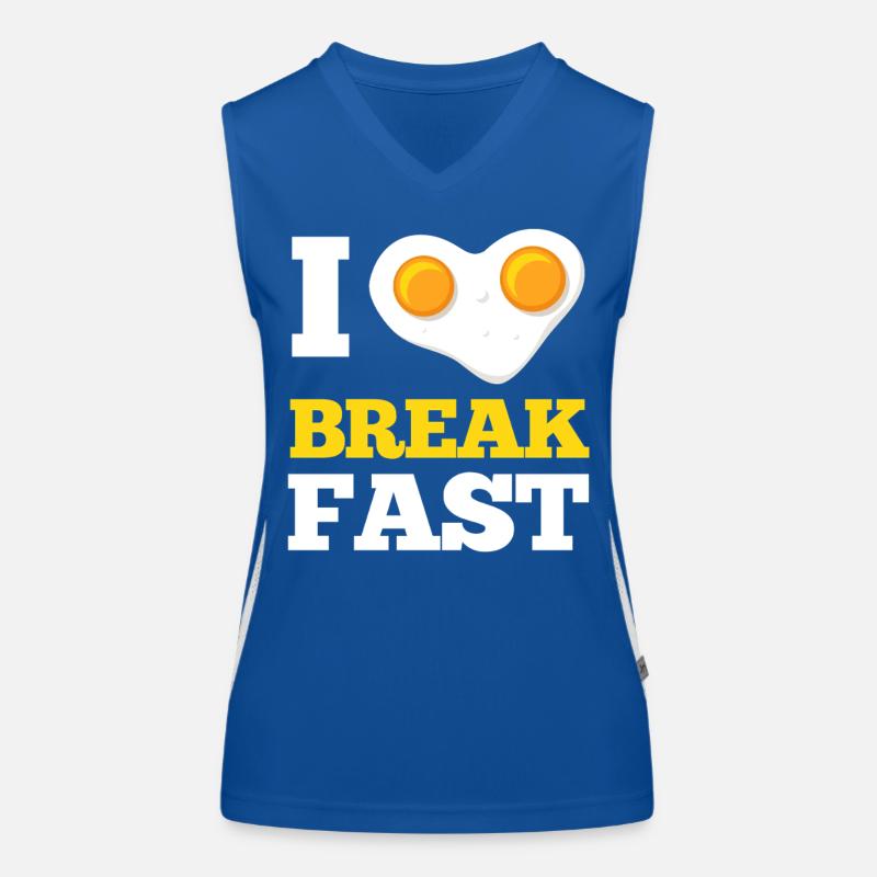 I Love Breakfast Fried Egg Heart Women's Functional Contrast Tank Top
