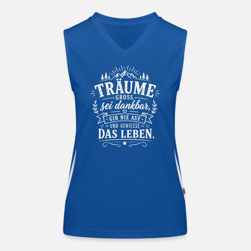 Träume Groß – Dankbarkeit & Lebensfreude Funktionelles Kontrast-Tank Top für Frauen