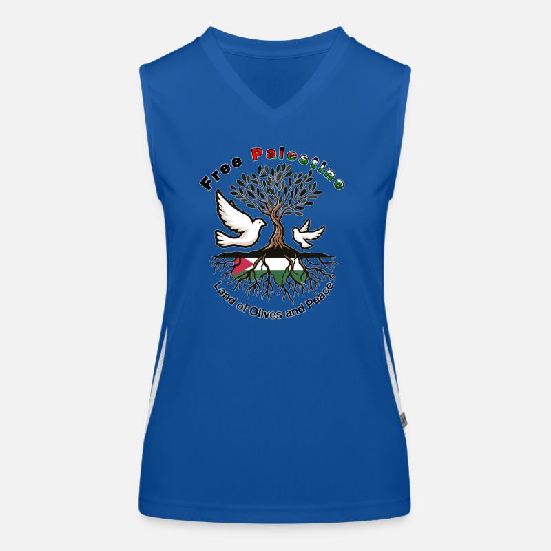 Free Palestine Olive Tree & Taube Friedensgrafik Funktionelles Kontrast-Tank Top für Frauen