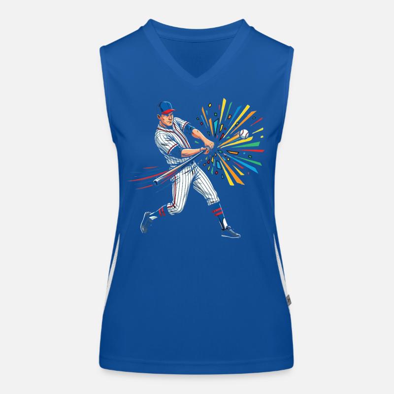 Pop Art coloré du batteur de baseball Débardeur respirant contrasté Femme