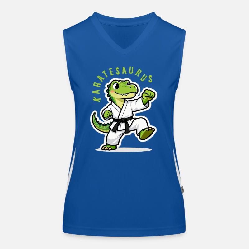 Karatesaurus Dinosaurier T-Rex Karate Kinder Funktionelles Kontrast-Tank Top für Frauen