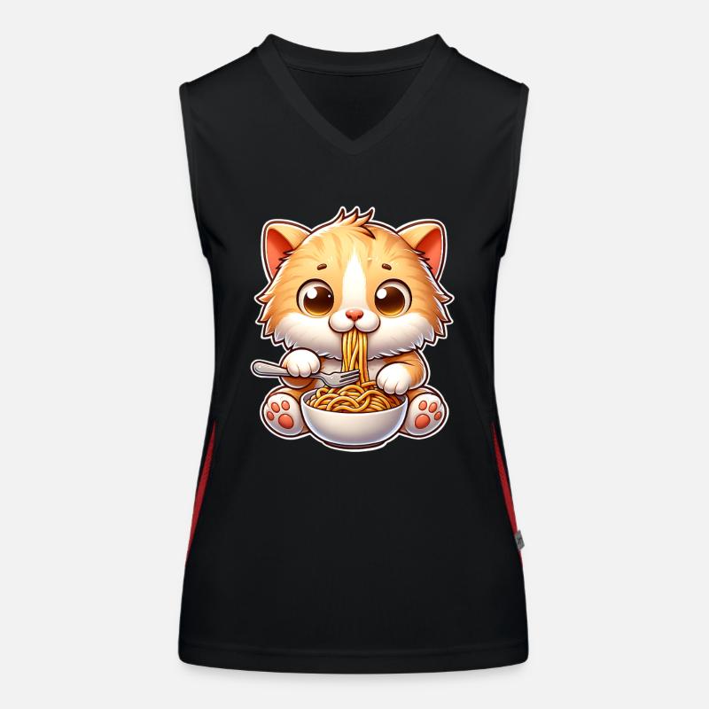 Kitten Spaghetti Pasta Women's Functional Contrast Tank Top