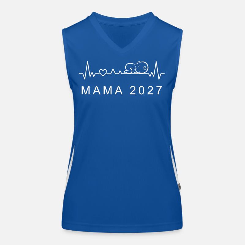 Mama 2027 Herzschlag Schwangerschaft Ankündigen Funktionelles Kontrast-Tank Top für Frauen