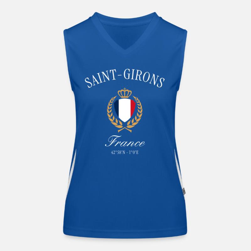 Saint-Girons Frankreich Wappen – Reise Souvenir Funktionelles Kontrast-Tank Top für Frauen