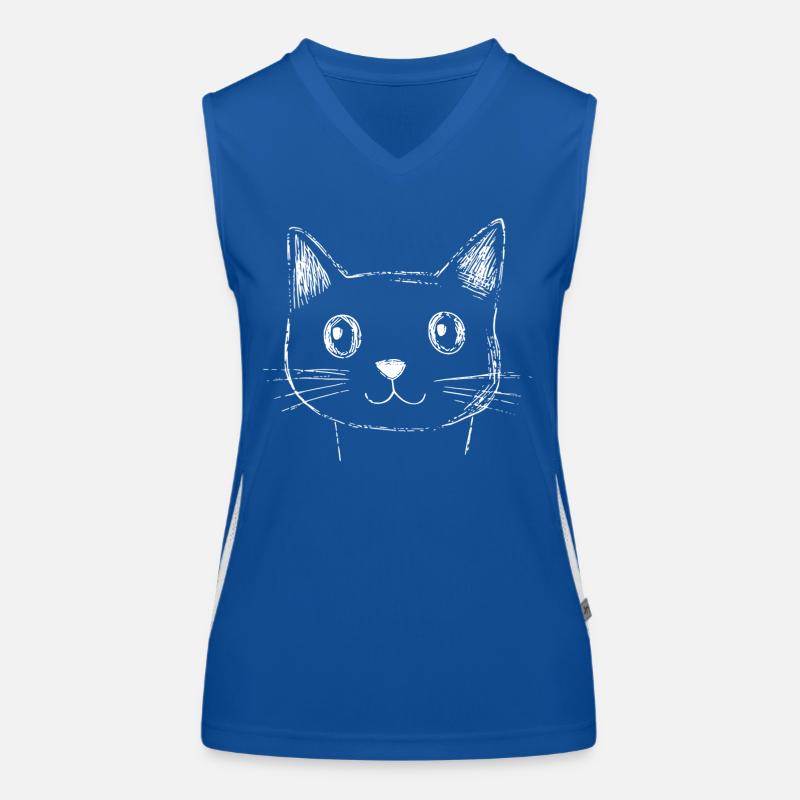 Katze Gesicht Skizze  Funktionelles Kontrast-Tank Top für Frauen