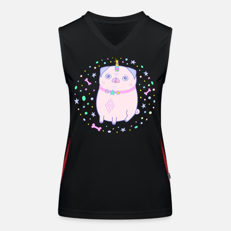 Rosa Mops Einhorn Pugicorn Funktionelles Kontrast-Tank Top für Frauen