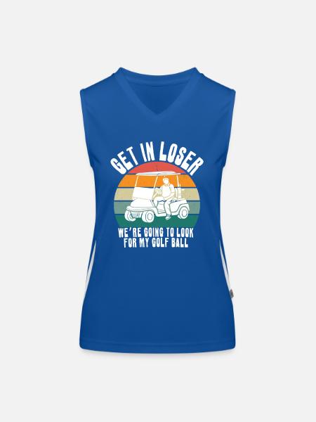 Retro Golf Cart Sunset - Women's Functional Contrast Tank Top - royal/white - Front