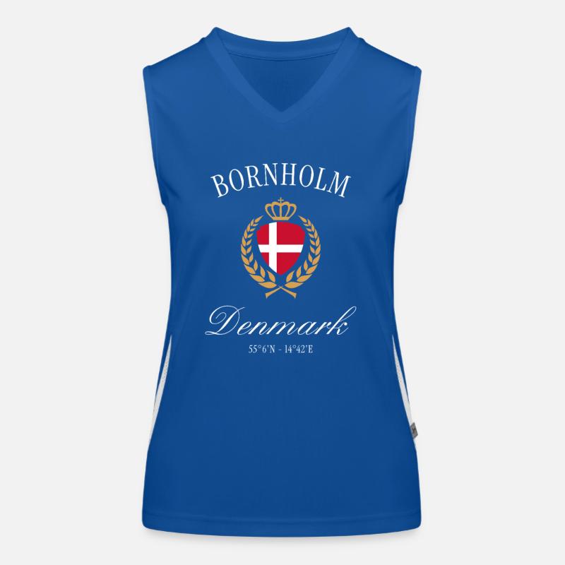 Bornholm Dänemark Wappen Krone – Reise Souvenir Funktionelles Kontrast-Tank Top für Frauen