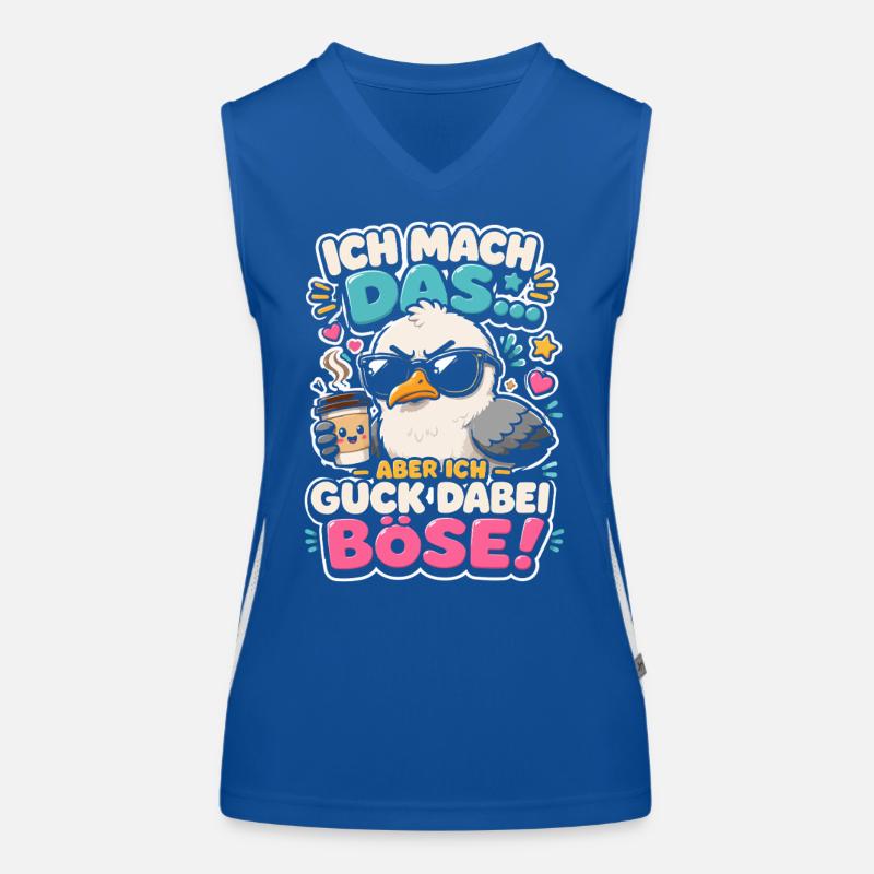 Ich mach das aber ich guck dabei böse Möwe Kaffee  Funktionelles Kontrast-Tank Top für Frauen