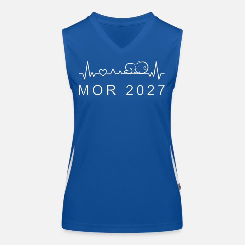 Mama 2027 Herzschlag Schwangerschaft Dänisch Funktionelles Kontrast-Tank Top für Frauen