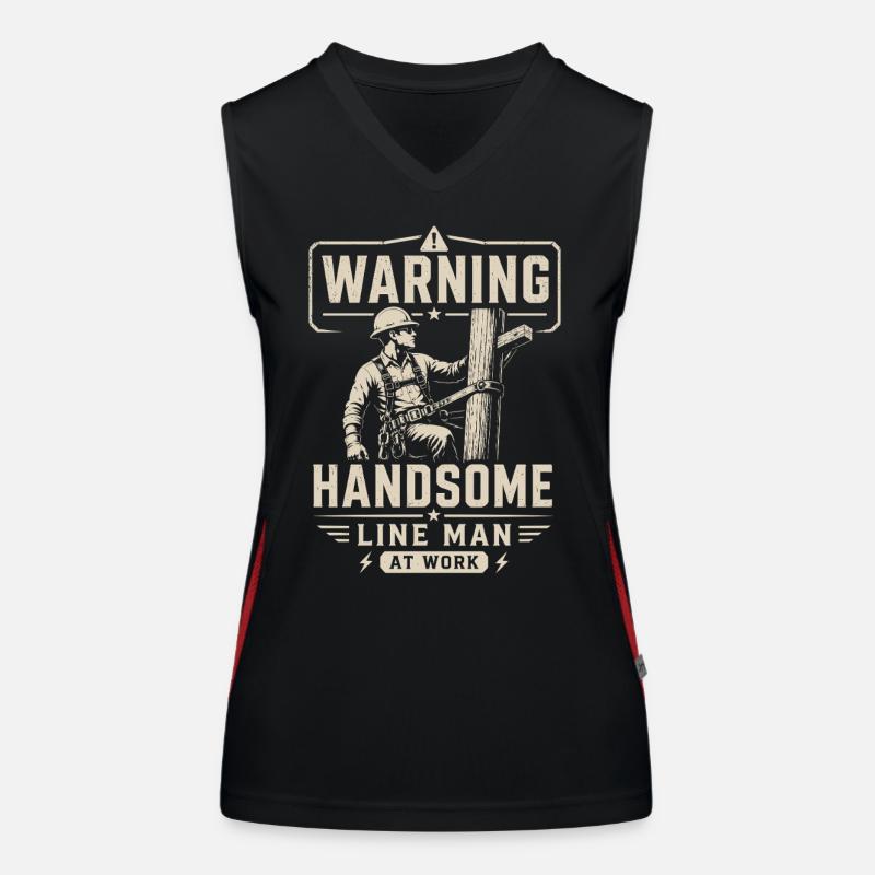 Electricity Cable Technology Electrician Motif Women's Functional Contrast Tank Top