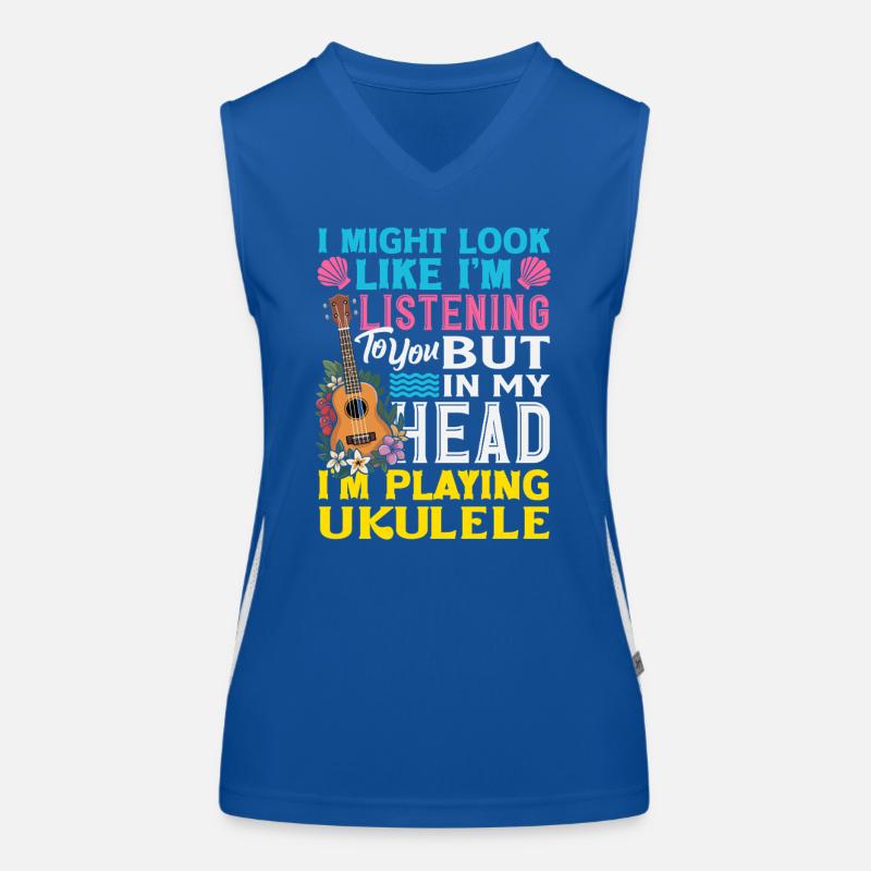 I Might Look Like In Listening In Playing Ukulele Women's Functional Contrast Tank Top