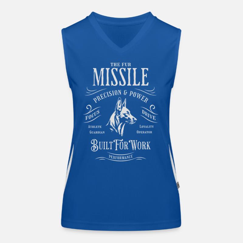 Malinois - The Fur Missile: Built for Work Women's Functional Contrast Tank Top