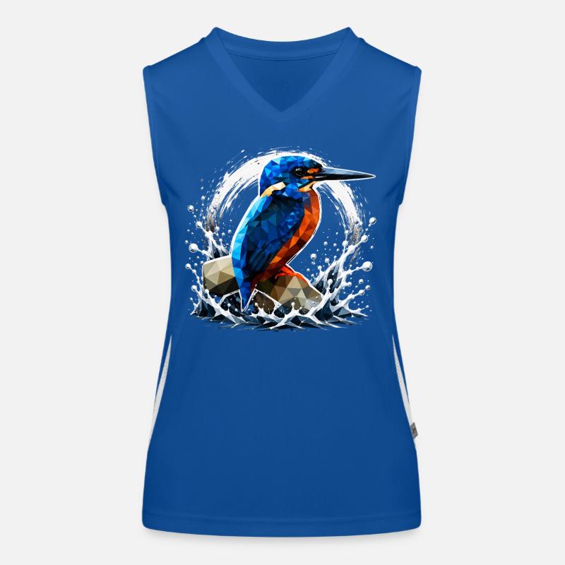 Conception d’oiseau martin-pêcheur low poly Débardeur respirant contrasté Femme