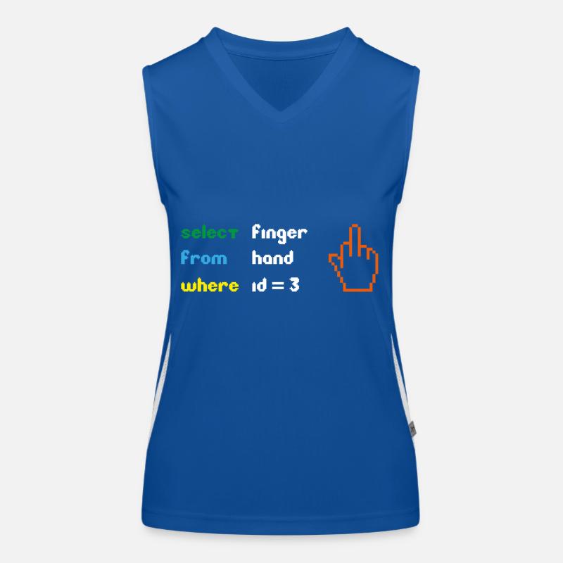 Lustige SQL-Abfrage: 8-Bit-Mittelfinger für Geeks Funktionelles Kontrast-Tank Top für Frauen