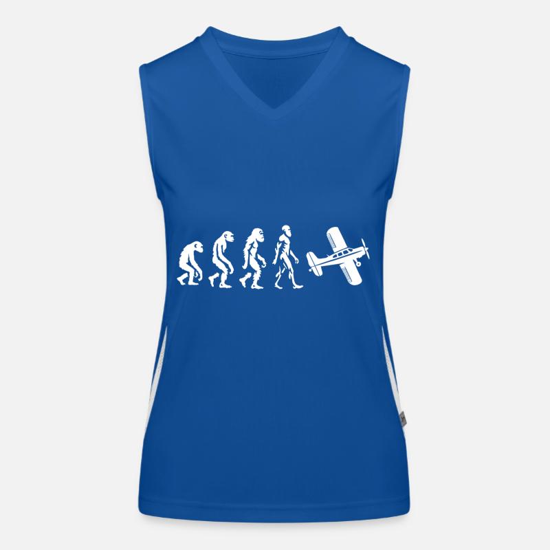 Evolutionary Airplain Flying Fun Women's Functional Contrast Tank Top