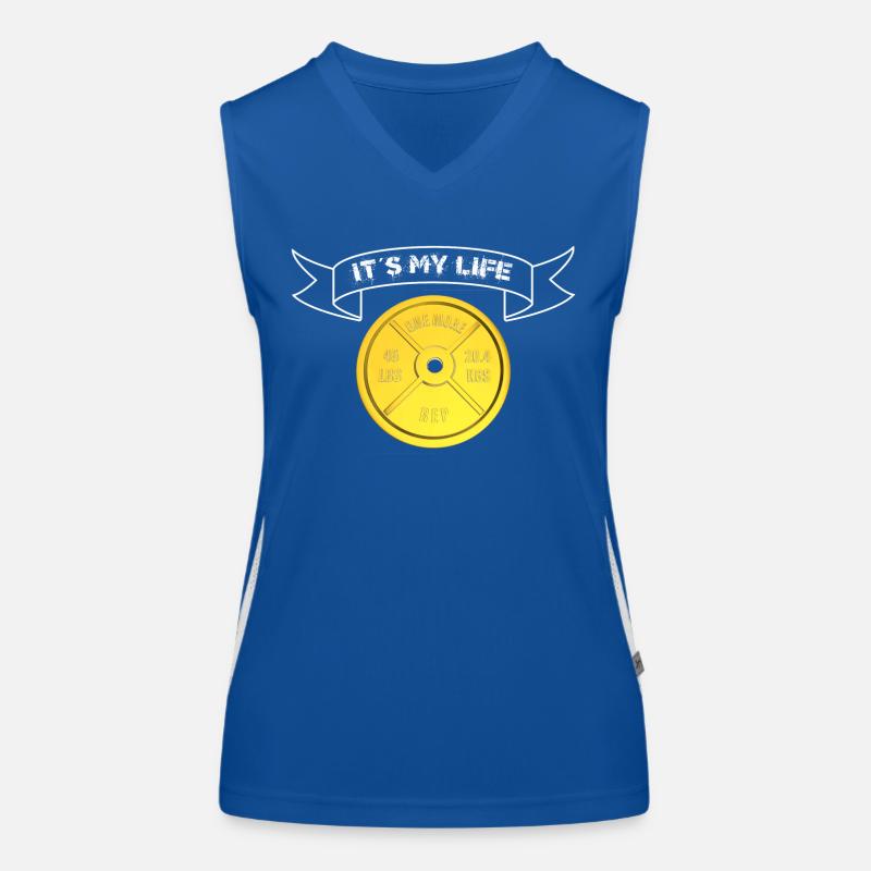 Plaque de poids Bannière « C’est ma vie » blanc Débardeur respirant contrasté Femme