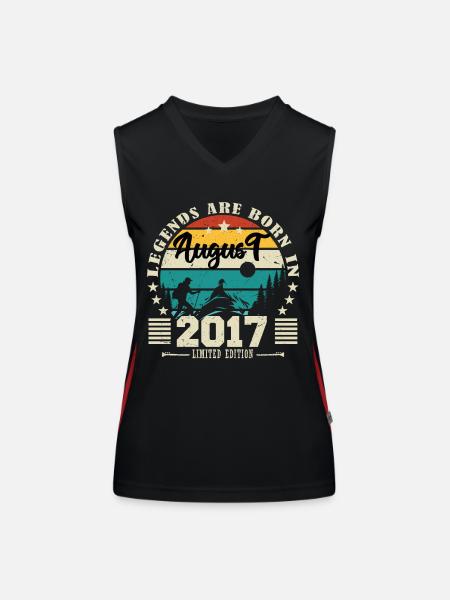 August 2017. Birthday gift August 2017. August - Women's Functional Contrast Tank Top - black/red - Front