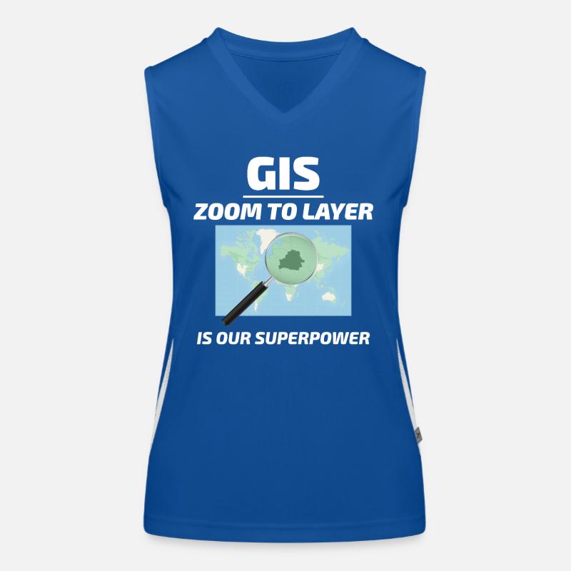 GIS Zoom to Layer Mapping Geospatial Tech Funktionelles Kontrast-Tank Top für Frauen
