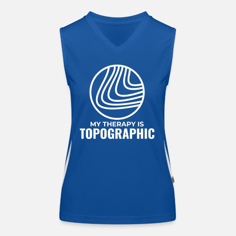 My Therapy Is Topographic GIS Contour Lines Map Women's Functional Contrast Tank Top