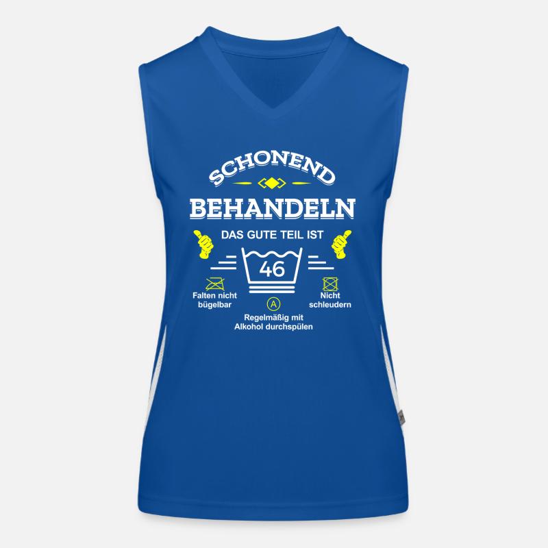 HANDLE MIT SORGFALT – 46 JAHRE PERFEKTION Funktionelles Kontrast-Tank Top für Frauen