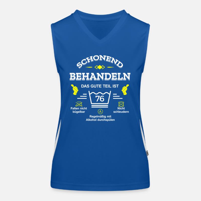 HANDLE MIT SORGFALT – 76 JAHRE PERFEKTION Funktionelles Kontrast-Tank Top für Frauen