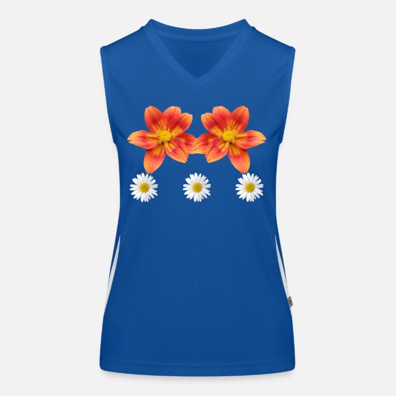 orange Blume mit Margeriten Blüte Gänseblümchen Funktionelles Kontrast-Tank Top für Frauen