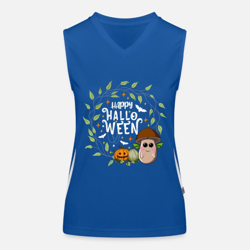 Joyeux Halloween Bonnet Marron Champignon Blanc Débardeur respirant contrasté Femme