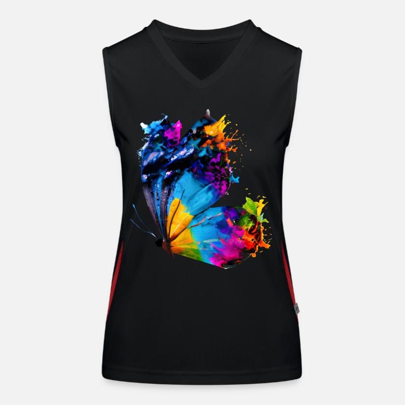 Schmetterling mit Farbklecksen Funktionelles Kontrast-Tank Top für Frauen
