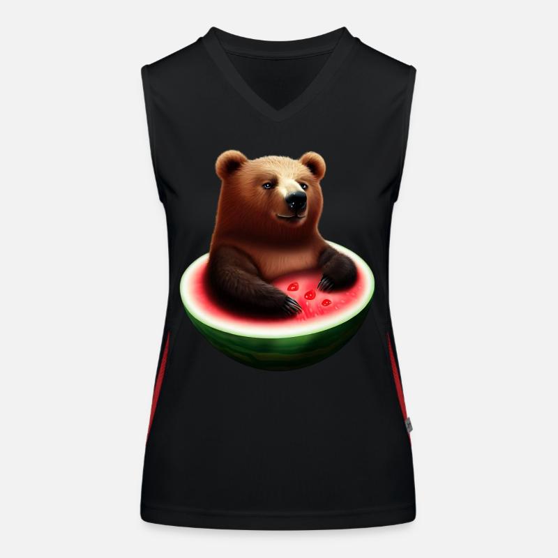 Bär in einer Wassermelone Funktionelles Kontrast-Tank Top für Frauen