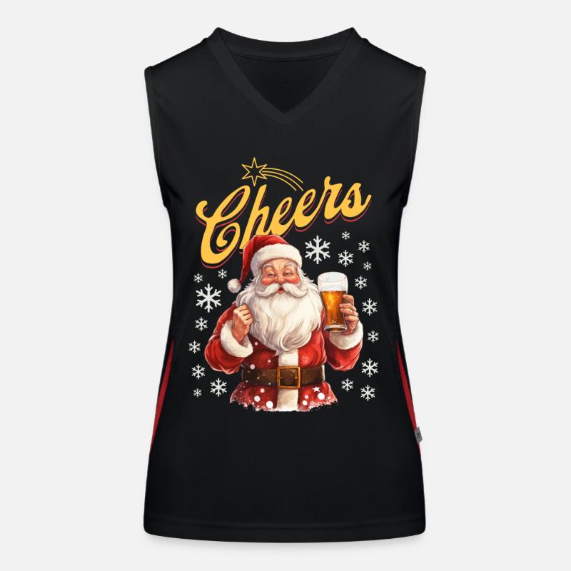 Weihnachtsmann Bier Glühwein Schnaps Alkohol Prost Funktionelles Kontrast-Tank Top für Frauen