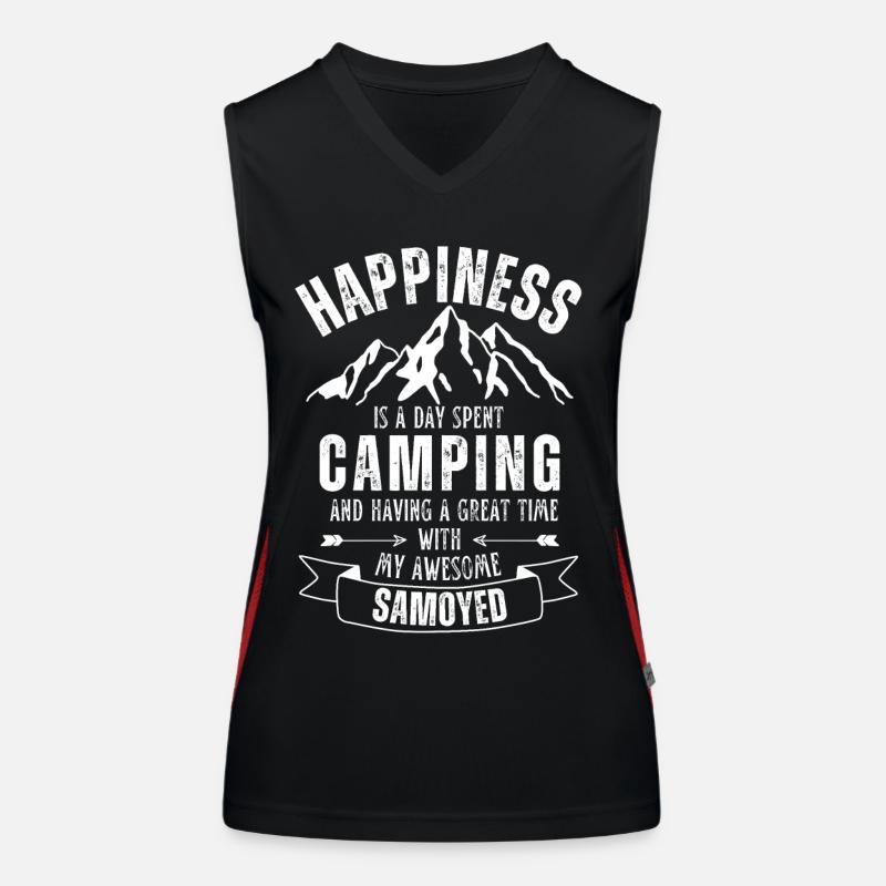 Camping und Samojede Funktionelles Kontrast-Tank Top für Frauen