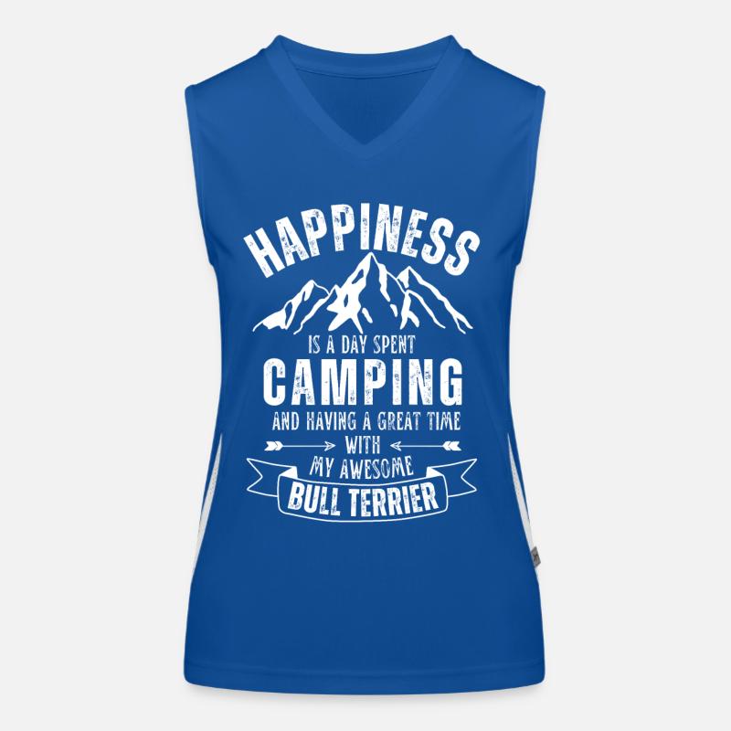 Camping und Bullterrier Funktionelles Kontrast-Tank Top für Frauen