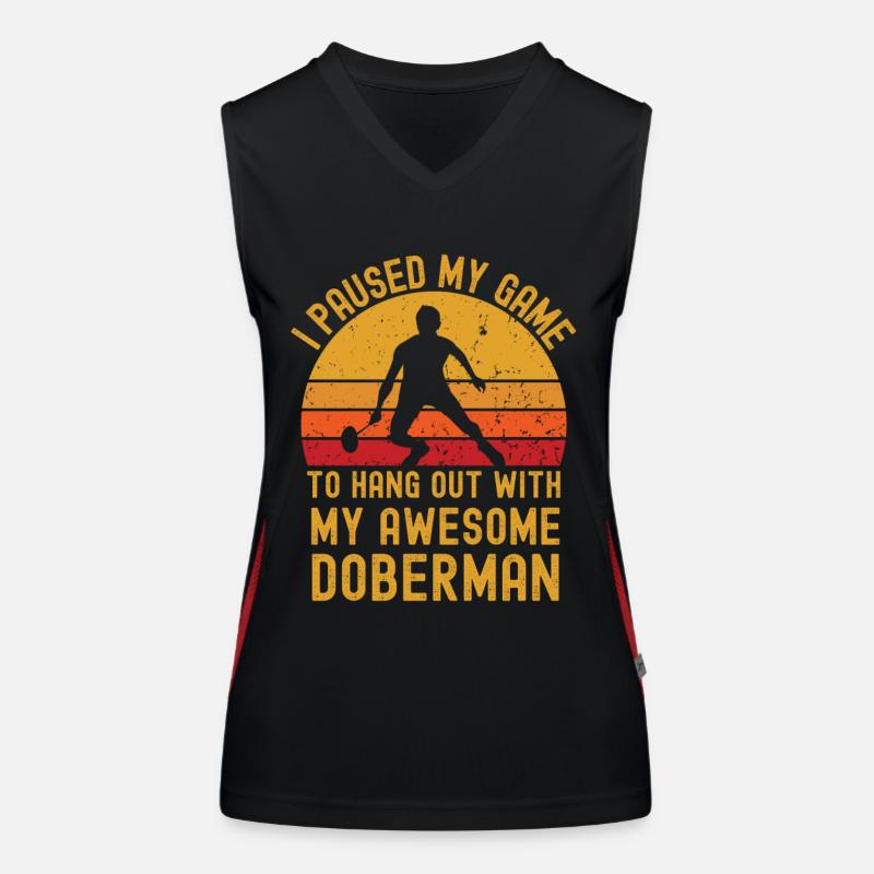 Badminton und Dobermann Funktionelles Kontrast-Tank Top für Frauen