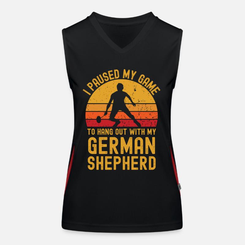 Badminton und Deutscher Schäferhund Funktionelles Kontrast-Tank Top für Frauen