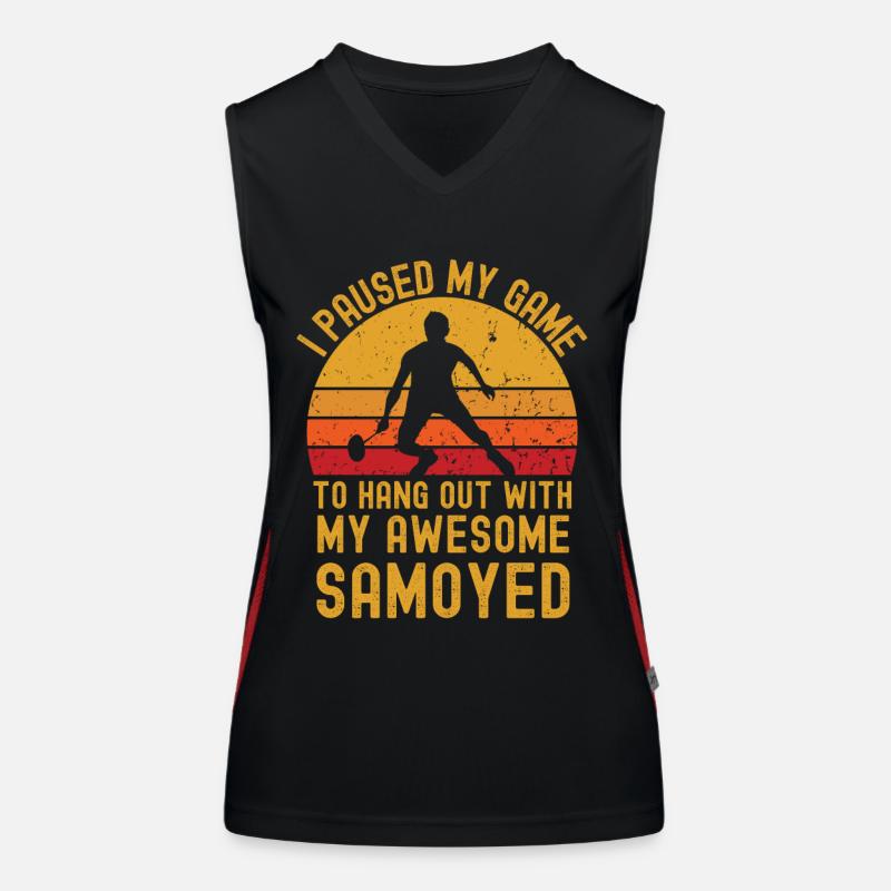 Badminton und Samojede Funktionelles Kontrast-Tank Top für Frauen